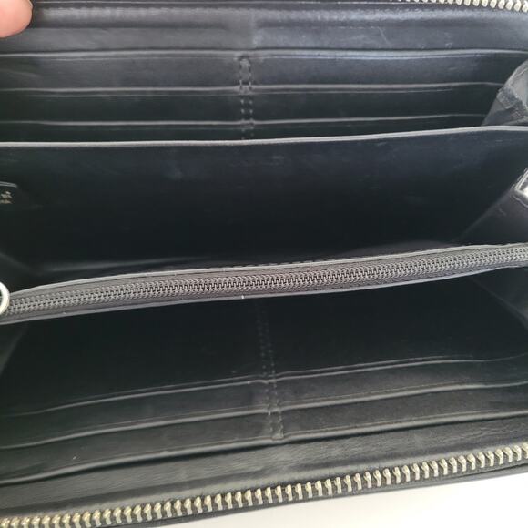Coach Black Gray Legacy Wallet Zip Around Canvas Leather Classic Signature Retro - Picture 4 of 10